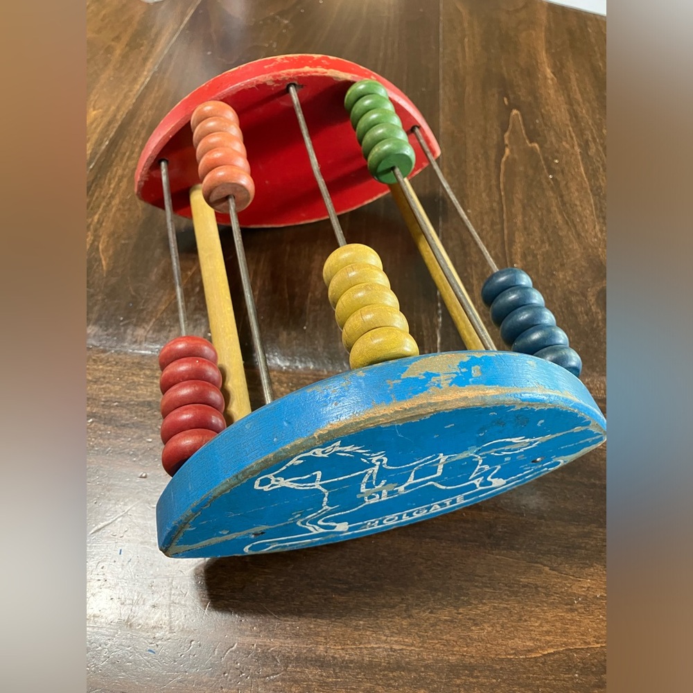 Vintage Holgate Classic Wooden Abacus Toy - Red, Blue, Yellow